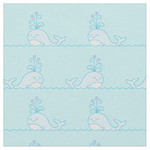 Tissu d'impression de baleine bleu clair