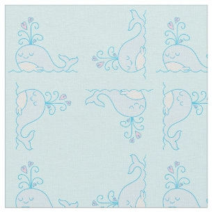 Tissu d'impression de baleine bleu clair