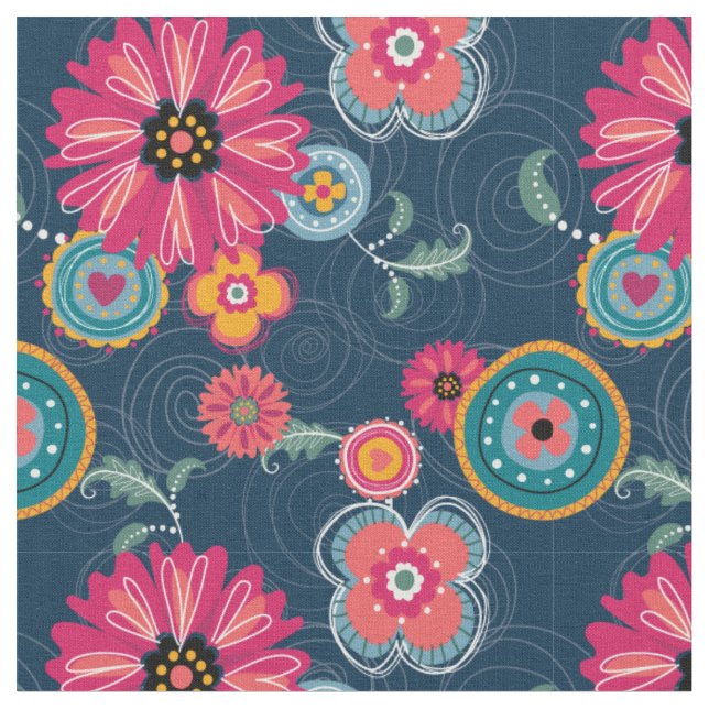 Tissu d'impression de griffonnage de Boho (Fermer)