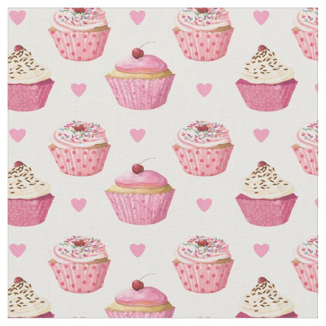 Tissu d'impression de petits gâteaux roses (Fermer)
