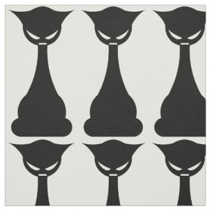 Tissu d'impression en silhouette de chat noir goth