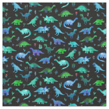 Dinos minuscules en bleu et vert sur noir