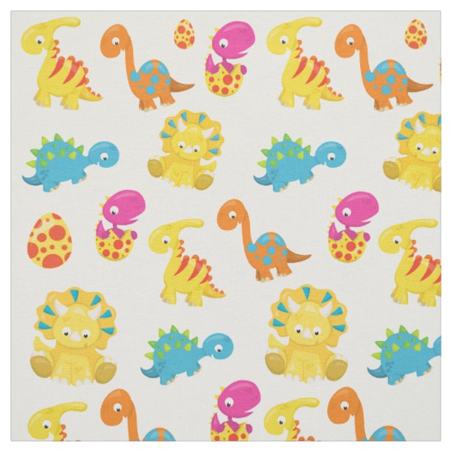 Tissu Dinosaures Mignons, Motif De Dinosaures, Baby Dino (Échantillon)