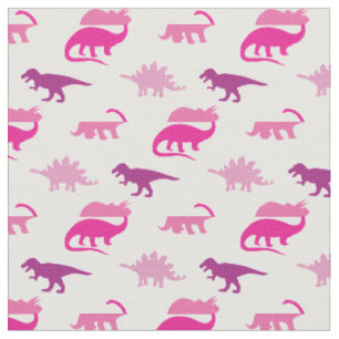 Tissu Dinosaures Mures Silhouettes Filles Roses Enfants