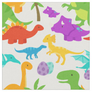 Tissu Dinosaures vert pourpre préhistorique