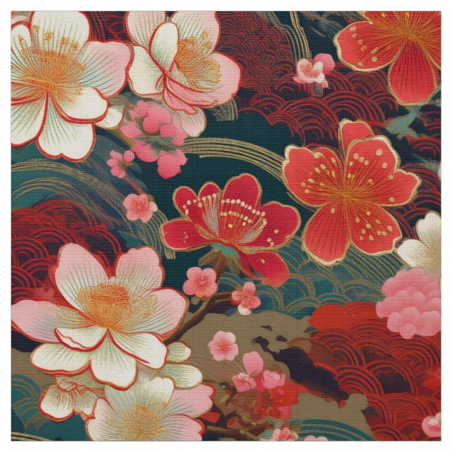 Tissu d'inspiration kimono japonaise (Échantillon)