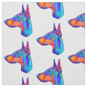 Tissu Dobermann Pincher en couleurs