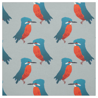 Tissu d'oiseaux : Bleu Turquoise & Scarlet Kingfis