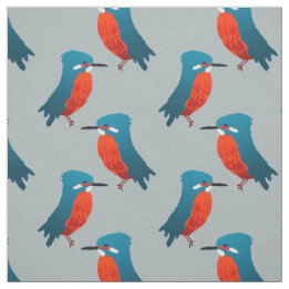Tissu d'oiseaux : Bleu Turquoise & Scarlet Kingfis