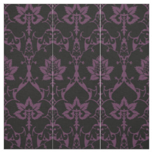 Tissu Doll Scale Renaissance Damask, Black and Eggplant
