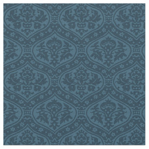 Tissu Doll Scale Renaissance Damask, Prussian Blue