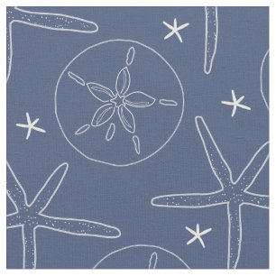 Tissu Dollar de sable blanc et bleu marine