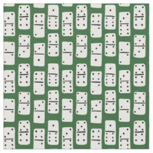 Tissu Dominos blancs avec points noirs sur motif vert