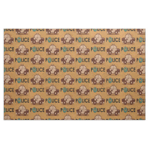 Tissu Donuts de voiture de police rétro Brown