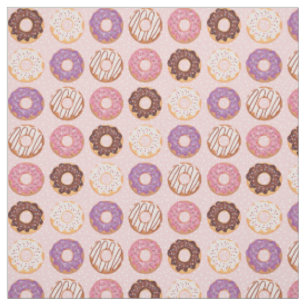 Tissu Donuts glacés roses avec motif de pépites pour fêt