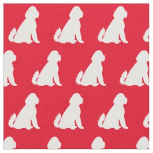 Tissu Doodle d'or Chien Silhouette Animal rouge Aussie