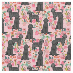 Tissu Doodle d'or noir vintage floral rose