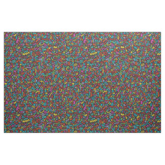 Tissu Doodle (Multi sur Noir)