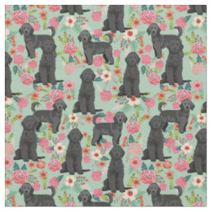 Tissu Doodle noir vintage floral menthe