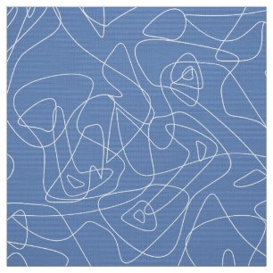 Tissu Doodles abstraits blancs sur arrière - plan bleu c