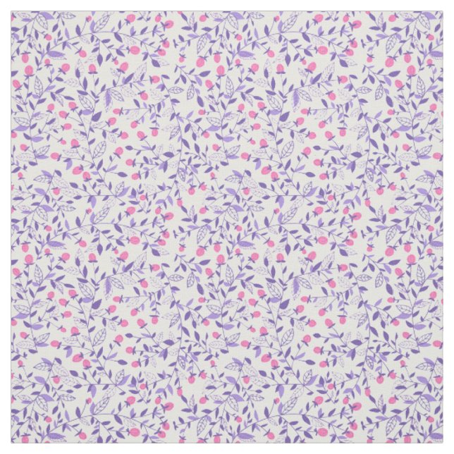 Tissu Doodles floraux rose et violet (Échantillon)