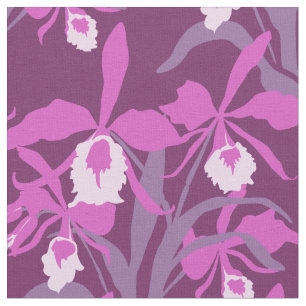 Tissu d'orchidée graphique violet et rose