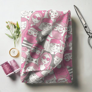 Tissu Downtown Crowd fait face à Pink ID494