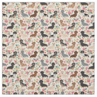 Doxie Florals Fabric - mignon imprimé dachshund ti