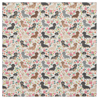 Tissu Doxie Florals Fabric - mignon imprimé dachshund ti
