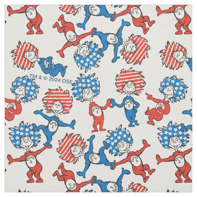 Tissu Dr Seuss | Chose Une Chose Deux Motifs du drapeau  (Échantillon)
