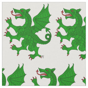 Tissu Dragon Rampant Vert