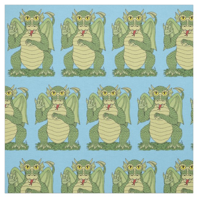 Tissu Dragon vert mignon (Échantillon)