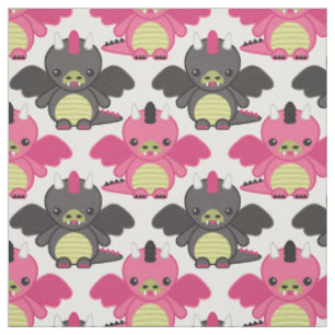 Tissu Dragons de bébé - motif de rose et de noir