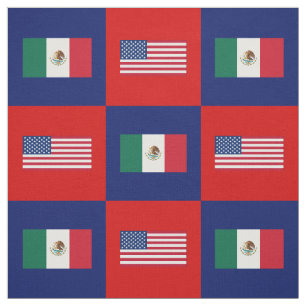 Tissu Drapeau américain, drapeau mexicain en bleu et ro