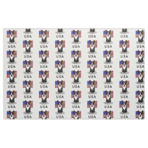 Tissu Drapeau américain mignon Boston Terrier - (noir)