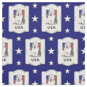 Tissu Drapeau américain Vieux chien anglais (Grey 1)
