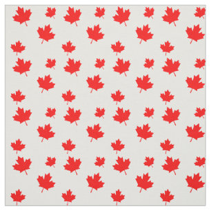 Tissu Drapeau canadien rouge et blanc Motif Feuille d'é