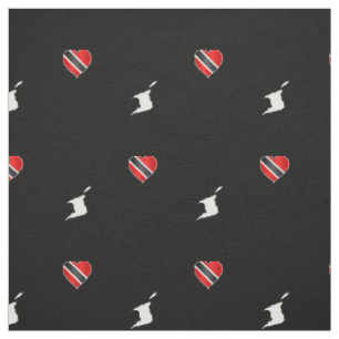 Tissu Drapeau cardiaque et carte patriotique Trinité-et-