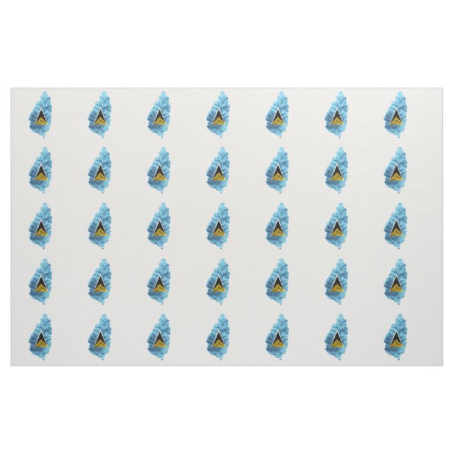 Tissu Drapeau de la carte de Sainte-Lucie (Fat Quarter)