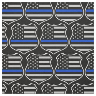 Tissu Drapeau de police américain avec fine ligne bleue