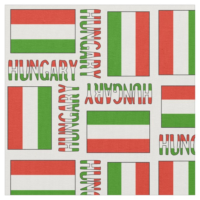 Tissu Drapeau hongrois et Hongrie (Fermer)