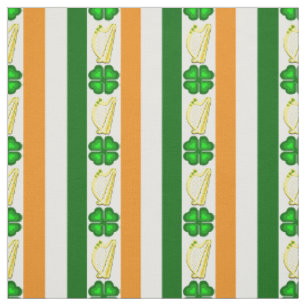 Tissu Drapeau irlandais/Orange, shamrock, bande de harpe