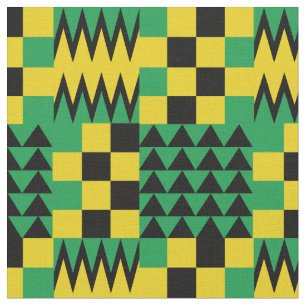 Tissu Drapeau jamaïcain couleur Motif géométrique africa