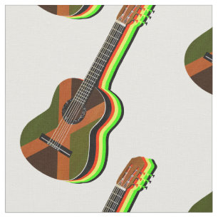 Tissu Drapeau jamaïcain de guitare rastafarienne