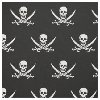 Tissu Drapeau pirate crâne épées croisées