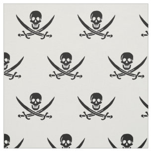 Tissu Drapeau pirate crâne épées croisées