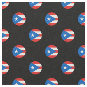 Tissu Drapeau porto-ricain noir Pois
