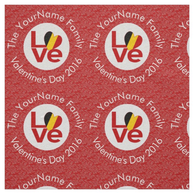 Tissu Drapeau rouge LOVE personnalisé pour la Belgique  (Échantillon)