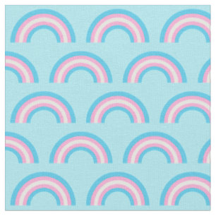 Tissu Drapeau transgenre Rainbows bleu rose pâle blanc