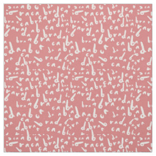 Tissu Drôle Abracadabra Texte blanc. Fond rose corail